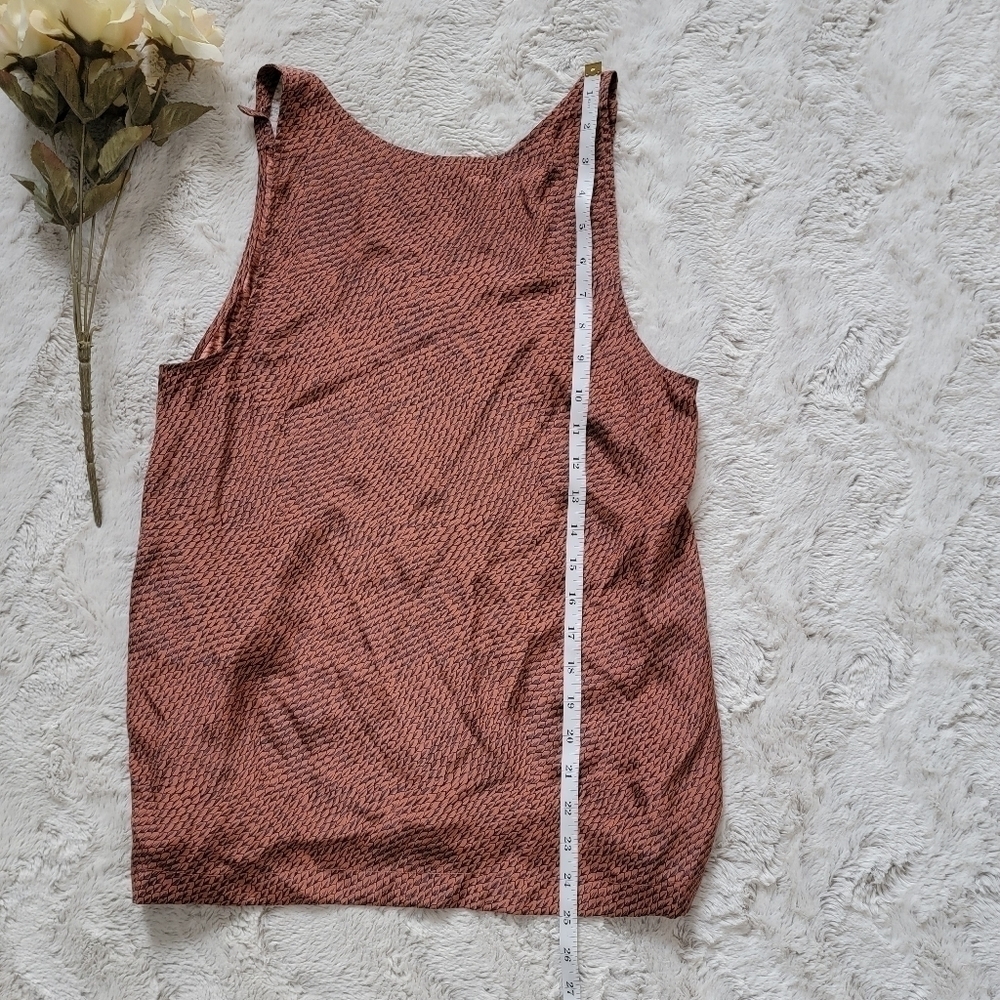 Joie 100% Silk Burnt Orange Geometric Sleeveless Blouse Size XS - Picture 9 of 11